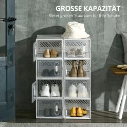 HOMCOM Schuhschrank Mit 8 Fächern, Modulares Design 25 X 35 X 19cm Kunststoff Transparent -Möbelhaus 81246907 5