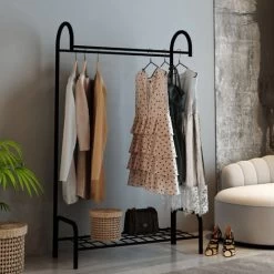 Garderobenständer Vallø Aus Metall Schwarz [en.casa]