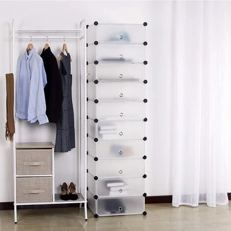 4331173cm 10 Lagen Kunststoffbrett PP Kunststoffschrank Zur Aufbewahrung Von Schuhen, Kleidung Oder Spielzeug Transparent Gefrostet 7 4331173cm 10 Lagen Kunststoffbrett PP Kunststoffschrank Zur Aufbewahrung Von Schuhen, Kleidung Oder Spielzeug Transparent Gefrostet – Bild 5