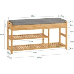SoBuy FSR47-N Schuhbank Mit Sitzfläche Und Schubladen, Garderobenbank Schuhregal Schuhablage Sitzbank Aus Bambus, BHT Ca: 90x45x30cm -Möbelhaus 8316697 5