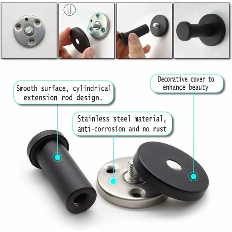 4 Stück Schwarze Runde Wandhaken, 53 Mm Wandhaken Aus Edelstahl, Geeignet Zum Aufhängen Von Gegenständen In Küche, Bad Und Hauptschlafzimmer 5 4 Stück Schwarze Runde Wandhaken, 53 Mm Wandhaken Aus Edelstahl, Geeignet Zum Aufhängen Von Gegenständen In Küche, Bad Und Hauptschlafzimmer – Bild 3