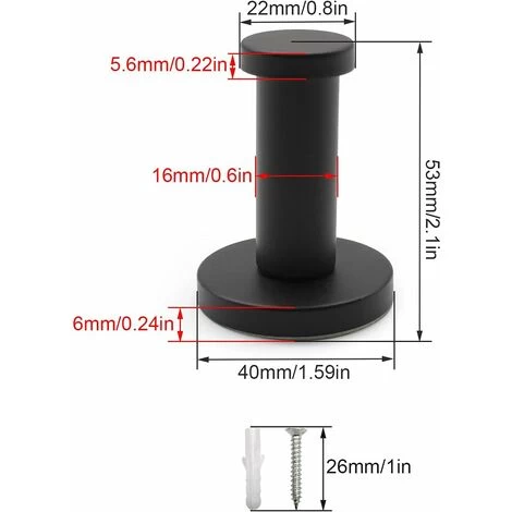4 Stück Schwarze Runde Wandhaken, 53 Mm Wandhaken Aus Edelstahl, Geeignet Zum Aufhängen Von Gegenständen In Küche, Bad Und Hauptschlafzimmer 7 4 Stück Schwarze Runde Wandhaken, 53 Mm Wandhaken Aus Edelstahl, Geeignet Zum Aufhängen Von Gegenständen In Küche, Bad Und Hauptschlafzimmer – Bild 5