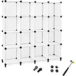 COSTWAY DIY Würfelregal Mit 16 Fächern, Regalsystem Stapelbar, Steckregal Schuhregal Für Wohnzimmer, Schlafzimmer