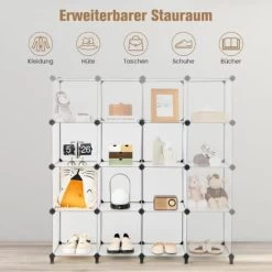 COSTWAY DIY Würfelregal Mit 16 Fächern, Regalsystem Stapelbar, Steckregal Schuhregal Für Wohnzimmer, Schlafzimmer -Möbelhaus 86108190 4