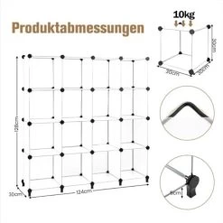 COSTWAY DIY Würfelregal Mit 16 Fächern, Regalsystem Stapelbar, Steckregal Schuhregal Für Wohnzimmer, Schlafzimmer -Möbelhaus 86108190 5