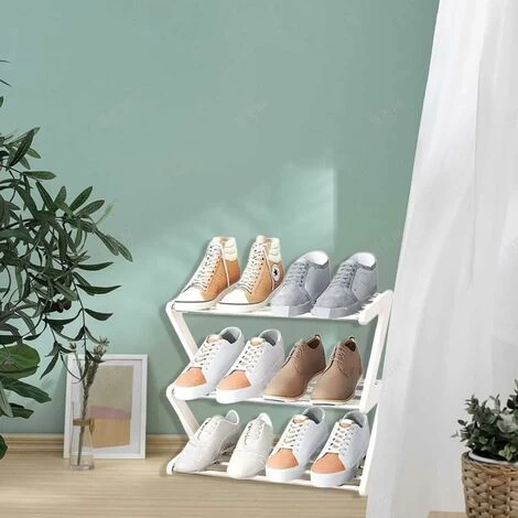 RHAFAYRE Kleines Schuhregal Mit 3 Ebenen – Kleines Schuhregal – Stabile Schmale Schuhaufbewahrung – Aufbewahrungsorganizer Für Den Schrankeingang, Flur, Schnelle Montage – Weiß 4 RHAFAYRE Kleines Schuhregal Mit 3 Ebenen – Kleines Schuhregal – Stabile Schmale Schuhaufbewahrung – Aufbewahrungsorganizer Für Den Schrankeingang, Flur, Schnelle Montage – Weiß – Bild 2