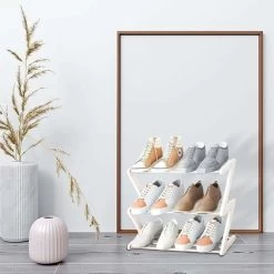 RHAFAYRE Kleines Schuhregal Mit 3 Ebenen – Kleines Schuhregal – Stabile Schmale Schuhaufbewahrung – Aufbewahrungsorganizer Für Den Schrankeingang, Flur, Schnelle Montage – Weiß 11 RHAFAYRE Kleines Schuhregal Mit 3 Ebenen – Kleines Schuhregal – Stabile Schmale Schuhaufbewahrung – Aufbewahrungsorganizer Für Den Schrankeingang, Flur, Schnelle Montage – Weiß -Möbelhaus 87794268 5