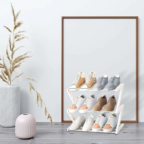 RHAFAYRE Kleines Schuhregal Mit 3 Ebenen – Kleines Schuhregal – Stabile Schmale Schuhaufbewahrung – Aufbewahrungsorganizer Für Den Schrankeingang, Flur, Schnelle Montage – Weiß 7 RHAFAYRE Kleines Schuhregal Mit 3 Ebenen – Kleines Schuhregal – Stabile Schmale Schuhaufbewahrung – Aufbewahrungsorganizer Für Den Schrankeingang, Flur, Schnelle Montage – Weiß – Bild 5