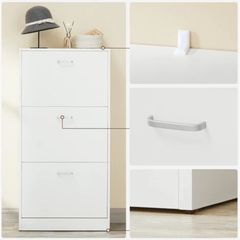 VASAGLE Schuhschrank Mit 3 Klappen Schuhregal Mit 3 Ebenen 60 X 24 X 120 Cm (L X B X H) Weiß Von SONGMICS LBC03WT 6 VASAGLE Schuhschrank Mit 3 Klappen Schuhregal Mit 3 Ebenen 60 X 24 X 120 Cm (L X B X H) Weiß Von SONGMICS LBC03WT – Bild 4