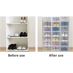 HIASDFLS 8 Stück Stapelbarer Schuhkarton, Damen Herren Durchsichtiger Kunststoff Schuhaufbewahrungsbox Groß Mit Durchsichtiger Tür (WEISS) HIASDFLS -Möbelhaus 89416942 4