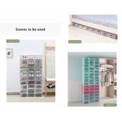 HIASDFLS 8 Stück Stapelbarer Schuhkarton, Damen Herren Durchsichtiger Kunststoff Schuhaufbewahrungsbox Groß Mit Durchsichtiger Tür (WEISS) HIASDFLS -Möbelhaus 89418465 5