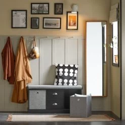 SoBuy FSR66-SCH Sitzkommode Sitzbank Mit Stauraum Schuhbank Mit Sitzfläche Mit 2 Grauen Körben Und 2 Schubladen Schwarz BHT Ca.: 100x50x35cm 9 SoBuy FSR66-SCH Sitzkommode Sitzbank Mit Stauraum Schuhbank Mit Sitzfläche Mit 2 Grauen Körben Und 2 Schubladen Schwarz BHT Ca.: 100x50x35cm -Möbelhaus 90446701 3