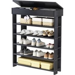 Soges 5 TIERS SHOW ROKS Holzschuh Lagerregalschuhe Organisatoren 29,5-Zoll-Schuhe Racks Für Den Eingang, Mit Flip Top-Lager