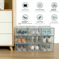 6 Stück Stapelbare Schuhkartons Aus Transparentem ABS-Kunststoff Zur Aufbewahrung Von Schuhen -Möbelhaus 91229823 4