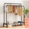 Kleiderständer Kleiderständer Kleiderschrank Mit Oberstange Mit Schuhablage 4 Haken Schwarz 13036154,5cm