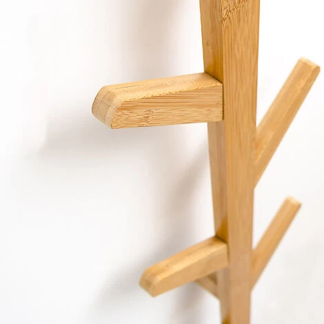 3pcs Wandgarderobe Mit 8 Haken, Platzsparend, Dekorativ Bambus Natur 5 3pcs Wandgarderobe Mit 8 Haken, Platzsparend, Dekorativ Bambus Natur – Bild 3