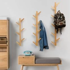 3pcs Wandgarderobe Mit 8 Haken, Platzsparend, Dekorativ Bambus Natur 9 3pcs Wandgarderobe Mit 8 Haken, Platzsparend, Dekorativ Bambus Natur -Möbelhaus 93936384 4
