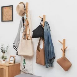 Wandgarderobe Mit 11 Haken, Platzsparend, Dekorativ Bambus Natur -Möbelhaus 93940878 4