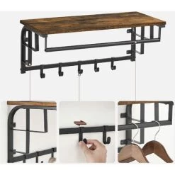 VASAGLE Wandgarderobe Mit Ablage, Wandregal, Mit 5 Abnehmbaren Haken, LCR12BX Von SONGMICS -Möbelhaus 9487727 5