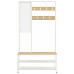 Kleiderständer, Garderobe, Garderobenständer Mit Haken, Spiegel, Sitzbank, 35 X 98 X 180 Cm, Für Eingangsbereich, Schlafzimmer, Wohnzimmer, Industrie-Design, Eichenfarben-Weiß Von SONGMICS HSR415W09 10 Kleiderständer, Garderobe, Garderobenständer Mit Haken, Spiegel, Sitzbank, 35 X 98 X 180 Cm, Für Eingangsbereich, Schlafzimmer, Wohnzimmer, Industrie-Design, Eichenfarben-Weiß Von SONGMICS HSR415W09 -Möbelhaus 95641941 4