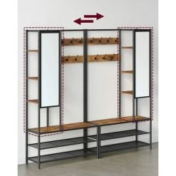 Songmics Garderobenständer Garderobe, Mit Schuhbank, 35 X 98 X 182 Cm,, Vintagebraun-Schwarz, HSR420B01 -Möbelhaus 95641943 4