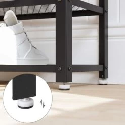 VASAGLE Schuhbank, Schuhregal Mit 2 Ablagen, Schuhorganizer, 100 X 30 X 45 Cm, Für Eingangsbereich, Flur, Wohnzimmer, Metallgestell, Industrie-Design, Vintagebraun-schwarz Von SONGMICS LBS078B01 -Möbelhaus 96690789 4