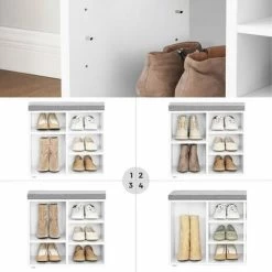 Songmics VASAGLE Schuhbank, Schuhregal, Schuhaufbewahrung, Sitzbank, 10 Fächer, Mit Polsterung, Für Den Eingangsbereich, Flur, Schlafzimmer, 104 X 30 X 48 Cm, Weiß SHL10WT -Möbelhaus 96690802 5