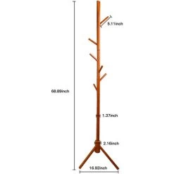 Wooden Coat Rack, SDLOGAL Naturholz-Garderobe Mit 8 Stabilen Haken, Einfache Montage, Für Mäntel, Hüte, Schals Und Handtaschen -Möbelhaus 96840808 3