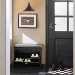 SoBuy FSR82-K-SCH Schuhkipper Schuhschrank Mit Klappe Schuhbank Mit Sitzkissen Schuhkommode Sitzbank Schwarz BHT Ca.: 61x51x24cm -Möbelhaus 97827302 3