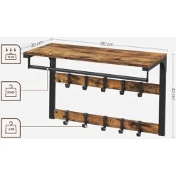 Songmics VASAGLE Wandgarderobe, Mit Ablage, Wandregal Mit 10 Abnehmbaren Haken, Hängeregal, Wandmontage, 2 Garderobenleisten, Kleiderstange, Für Flur, Schlafzimmer, Badezimmer, Vintagebraun-schwarz Von SONGMIC 11 Songmics VASAGLE Wandgarderobe, Mit Ablage, Wandregal Mit 10 Abnehmbaren Haken, Hängeregal, Wandmontage, 2 Garderobenleisten, Kleiderstange, Für Flur, Schlafzimmer, Badezimmer, Vintagebraun-schwarz Von SONGMIC -Möbelhaus 98790432 5