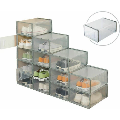 6er-Pack Stapelbare Schuhkartons, Transparente ABS-Kunststoff-Aufbewahrung Für Schuhe, Schuh-Organizer, Schuhkoffer, Schrank, Schuhregal, Schublade, Clamshell-Schuhkarton 3 6er-Pack Stapelbare Schuhkartons, Transparente ABS-Kunststoff-Aufbewahrung Für Schuhe, Schuh-Organizer, Schuhkoffer, Schrank, Schuhregal, Schublade, Clamshell-Schuhkarton