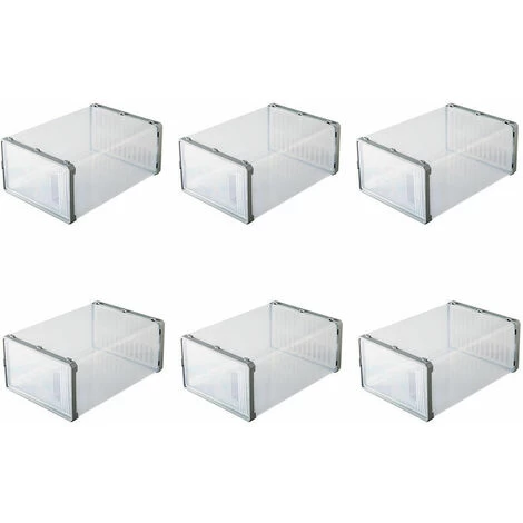 6er-Pack Stapelbare Schuhkartons, Transparente ABS-Kunststoff-Aufbewahrung Für Schuhe, Schuh-Organizer, Schuhkoffer, Schrank, Schuhregal, Schublade, Clamshell-Schuhkarton 4 6er-Pack Stapelbare Schuhkartons, Transparente ABS-Kunststoff-Aufbewahrung Für Schuhe, Schuh-Organizer, Schuhkoffer, Schrank, Schuhregal, Schublade, Clamshell-Schuhkarton – Bild 2