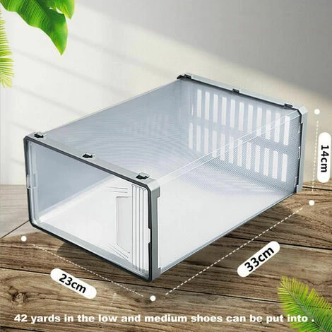 6er-Pack Stapelbare Schuhkartons, Transparente ABS-Kunststoff-Aufbewahrung Für Schuhe, Schuh-Organizer, Schuhkoffer, Schrank, Schuhregal, Schublade, Clamshell-Schuhkarton 5 6er-Pack Stapelbare Schuhkartons, Transparente ABS-Kunststoff-Aufbewahrung Für Schuhe, Schuh-Organizer, Schuhkoffer, Schrank, Schuhregal, Schublade, Clamshell-Schuhkarton – Bild 3