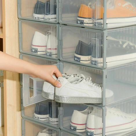 6er-Pack Stapelbare Schuhkartons, Transparente ABS-Kunststoff-Aufbewahrung Für Schuhe, Schuh-Organizer, Schuhkoffer, Schrank, Schuhregal, Schublade, Clamshell-Schuhkarton 7 6er-Pack Stapelbare Schuhkartons, Transparente ABS-Kunststoff-Aufbewahrung Für Schuhe, Schuh-Organizer, Schuhkoffer, Schrank, Schuhregal, Schublade, Clamshell-Schuhkarton – Bild 5