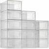 12er-Pack Schuhaufbewahrungsboxen, Durchsichtige, Stapelbare Schuh-Organizer-Behälter Aus Kunststoff, Vorne Offene Schuhregalbehälter Mit Schublade
