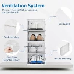 12er-Pack Schuhaufbewahrungsboxen, Durchsichtige, Stapelbare Schuh-Organizer-Behälter Aus Kunststoff, Vorne Offene Schuhregalbehälter Mit Schublade -Möbelhaus 99404948 3