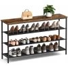 VASAGLE Schuhregal Mit 4 Ebenen, Platzsparend Für Eingangsbereich, 3 Stoffablagen, Große Oberfläche Für Taschen, Schuhablage, Metall, Industrie-Design, Vintagebraun-schwarz Von SONGMICS SBL135B01