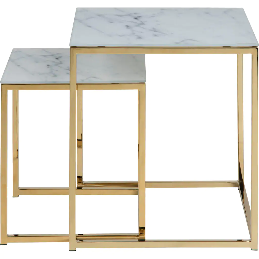 Andas Beistelltisch »Alina«, (Set, 2 St.), Gehärtete Glasplatte Mit Echt Wirkender Marmoroptik 4 Andas Beistelltisch »Alina«, (Set, 2 St.), Gehärtete Glasplatte Mit Echt Wirkender Marmoroptik – Bild 2